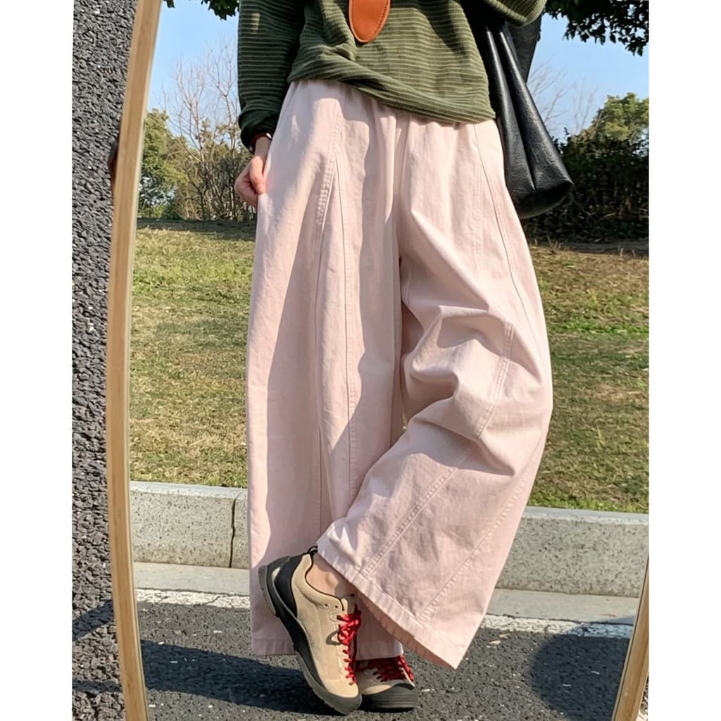 Estilo japonês rosa Casual calças de perna larga feminino verão fino cintura alta solto Hip-cobrindo mais magro olhar pr