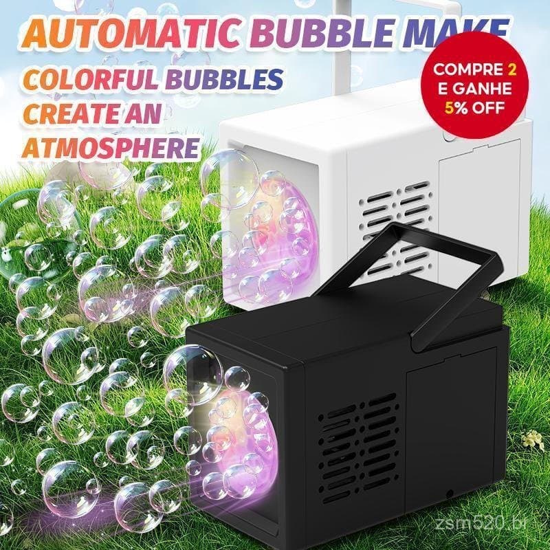 Máquina de bolhas, impulsionador de atmosfera de festa em palco, brinquedo interativo ao ar livre para crianças.