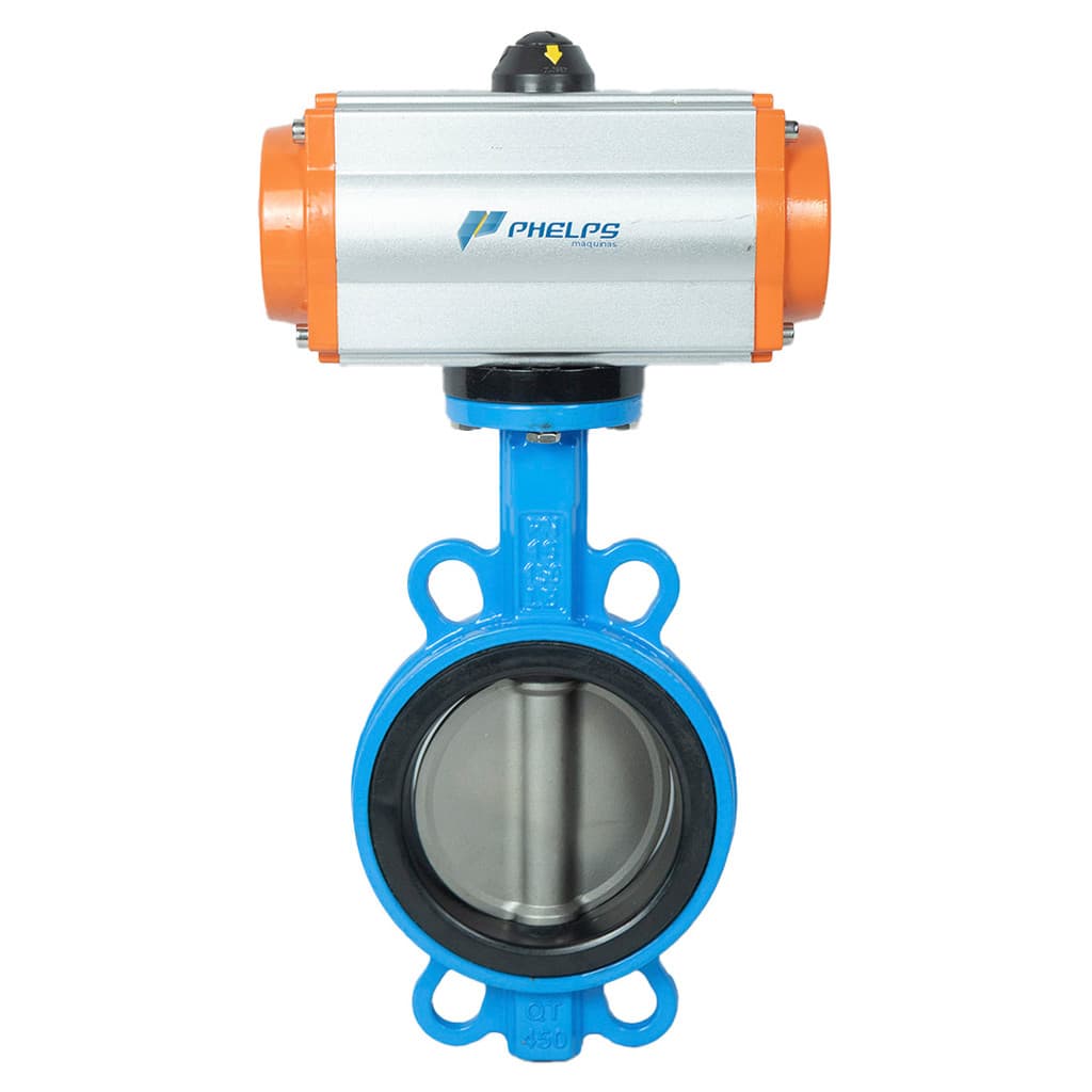 Válvula Borboleta Wafer Pneumática 5 Pol DN125 Disc Inox 304