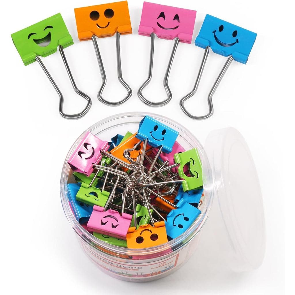 Clips de Papel com Sorriso - 40 Peças de 19mm, Mini Clips de Metal Coloridos e Divertidos com Carinha Sorridente, Cores