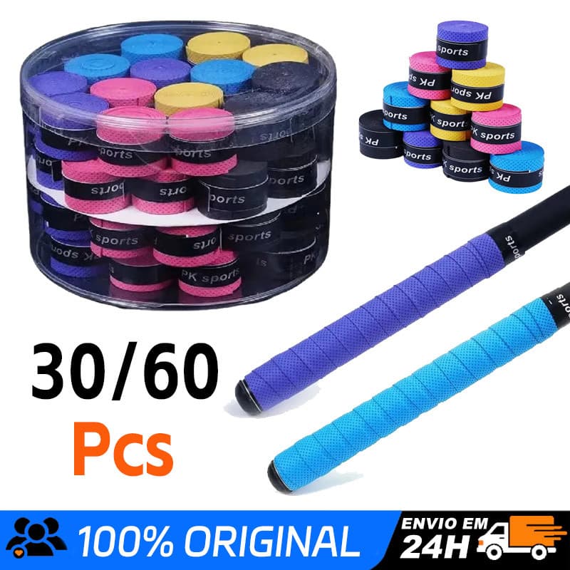 Kit 30/60 Overgrip Beach Tennis Padel Modelo Pegajoso | Mix Colorido