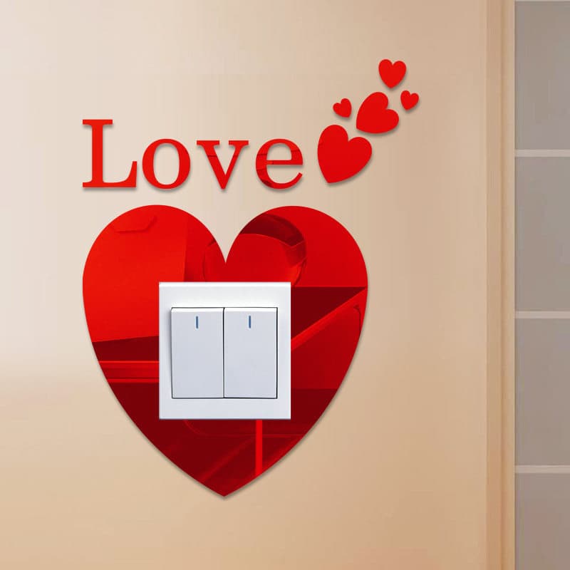 Amor acrílico adesivos de parede sala estar quarto interruptor adesivos restaurante Hotel adesivos parede banheiro telha
