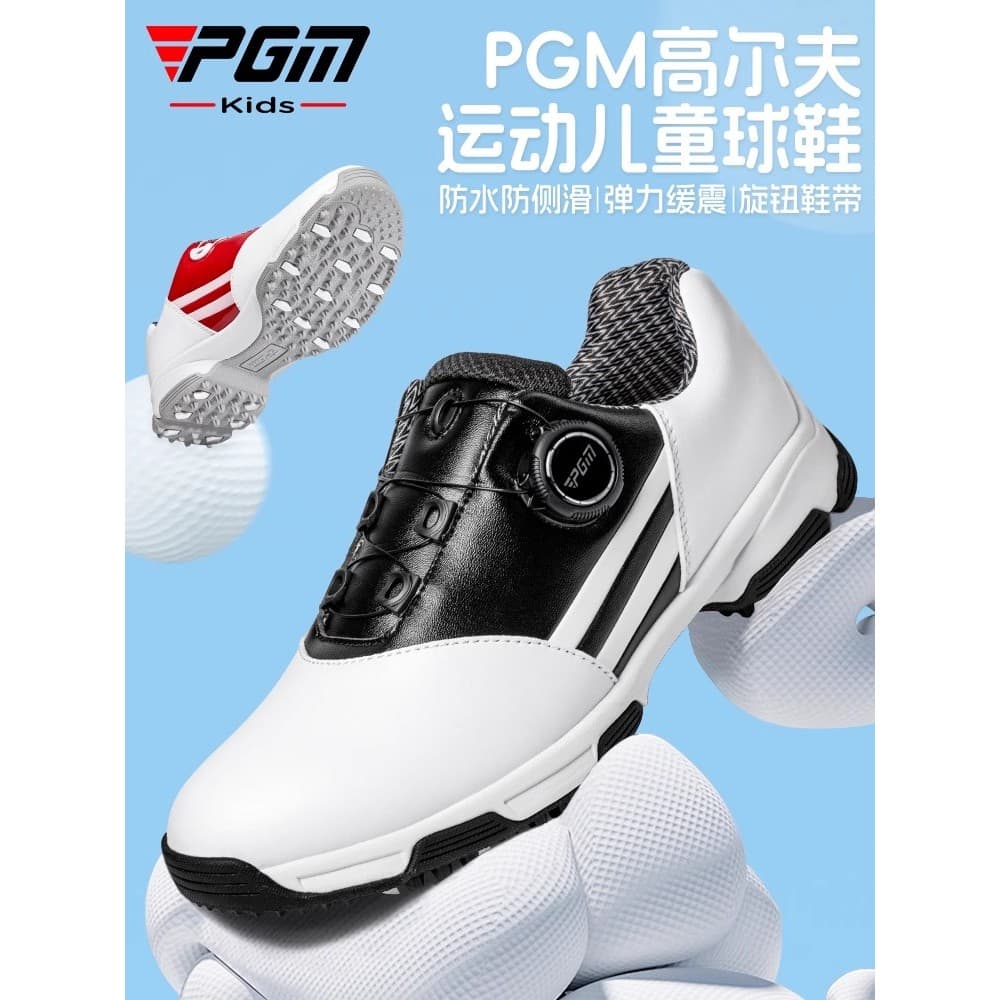 Sapatos de golfe infantis PGM, sapatos impermeáveis para meninos e meninas, botão para adolescentes, calçados esportivos