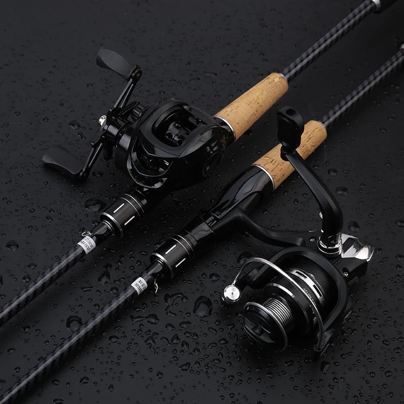 Conjunto completo de vara de isca Vara de fundição longa Vara de mar Vara de pesca preta Vara de arremesso para iniciant