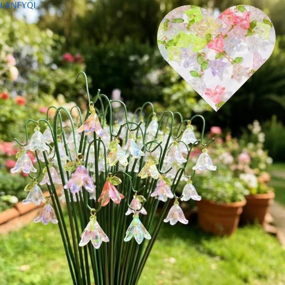 LANFYQI 20 Peças De Lírios Artificiais Do Vale , Mini Estaca De Jardim De Campânula Cintilante , Decorativa