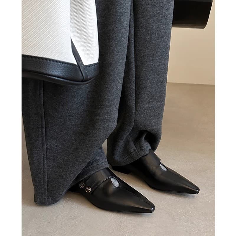 Sapatos femininos de couro genuíno, design exclusivo, de alta qualidade, pretos, estilo francês, com bico fino, mocassin