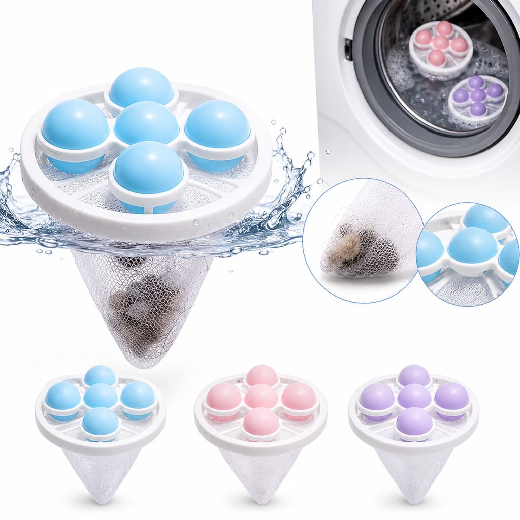 Kit 1-5 Filtro Coletor de Pelos Fiapos Flutuante Para Máquina de Lavar Roupa Reutilizável