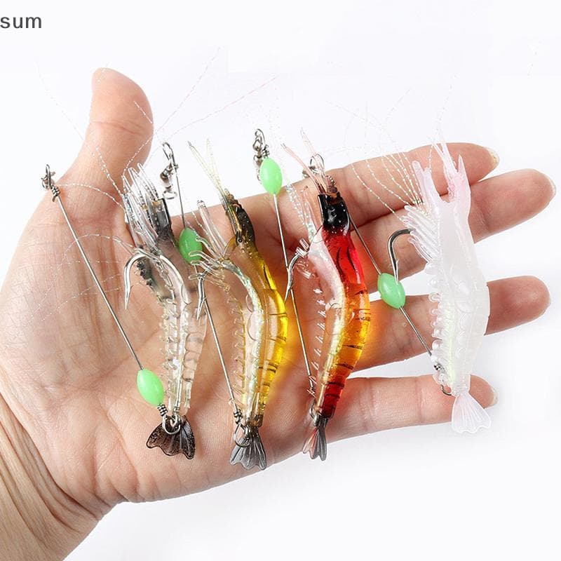 [sum] Iscas De Pesca Luminosas E Macias , Camarão Falso , Isca Em Formato Flutuante Artificial Biônico Com Gancho , Cont