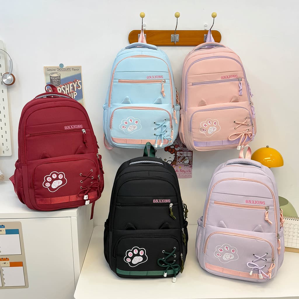 Nova mochila elegante e moderna em estilo universitário para estudantes do ensino fundamental e médio, casual, leve, ver