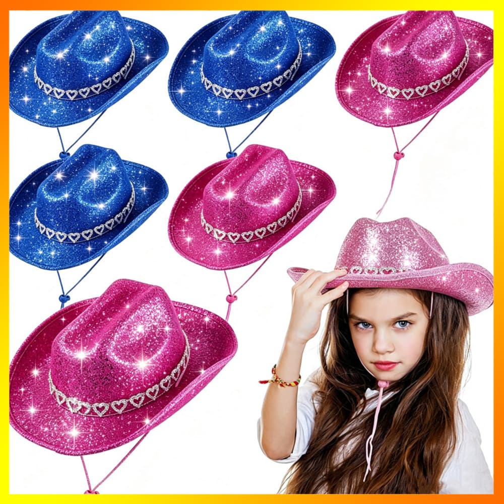 Aba Larga Sol Sombra Chapéu De Cowboy Coração Strass Glitter Ocidental De Para Atividades Ao Ar Livre Eventos Temáticos