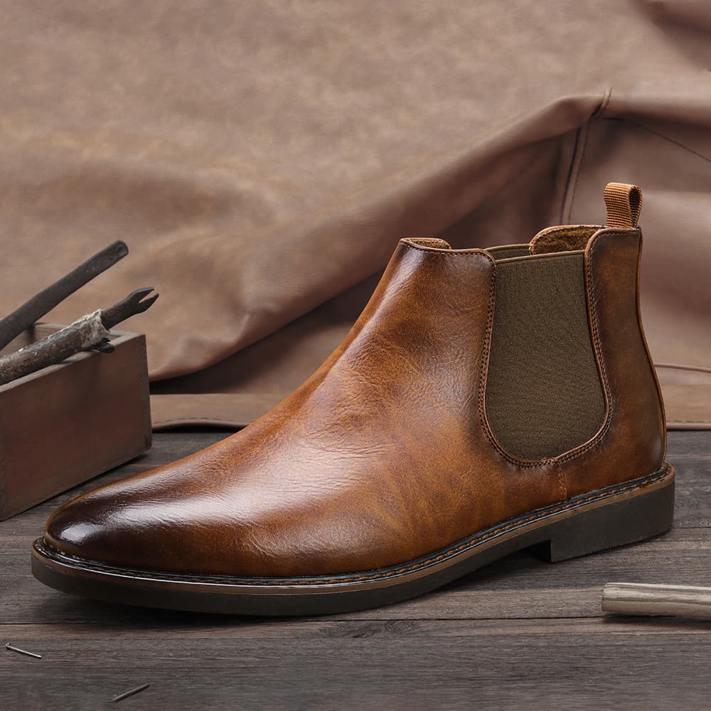 Botas Chelsea Masculinas Sapatos De Couro Impermeáveis