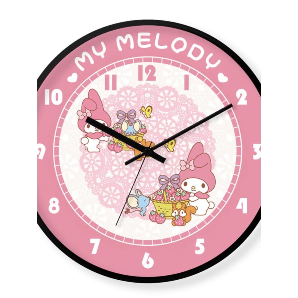 Sanrio melodia relógio de parede princesa bonito dos desenhos animados silencioso andando relógio casa feminino menina c