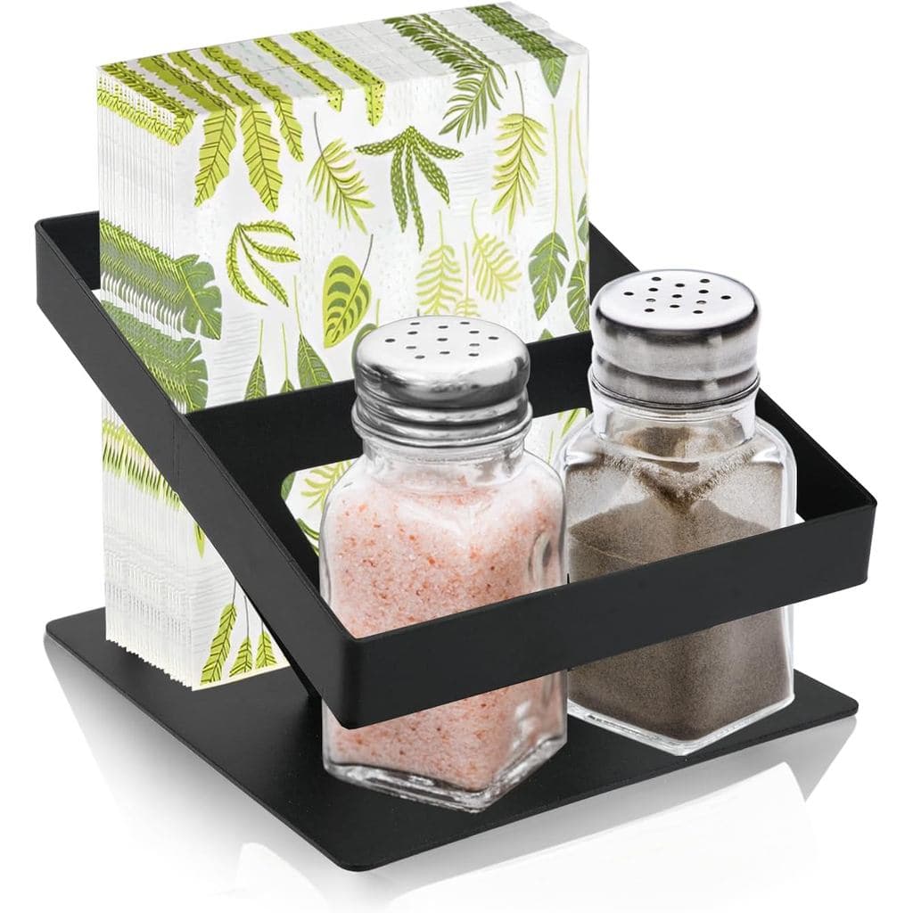 Porta-Guardanapos para Mesa, Porta-Guardanapos de Metal SHAIDOJIO com Saleiro e Pimenteiro, Suporte para Guardanapos de
