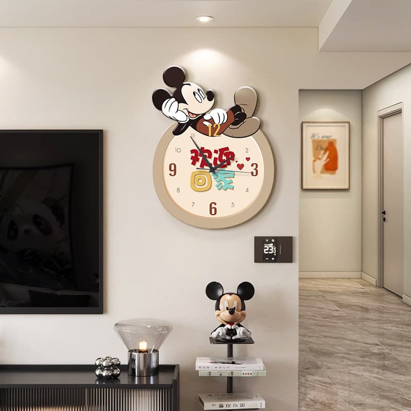 Mickey sala de estar relógio de parede criativo dos desenhos animados TV fundo relógio de parede influenciador mudo rest