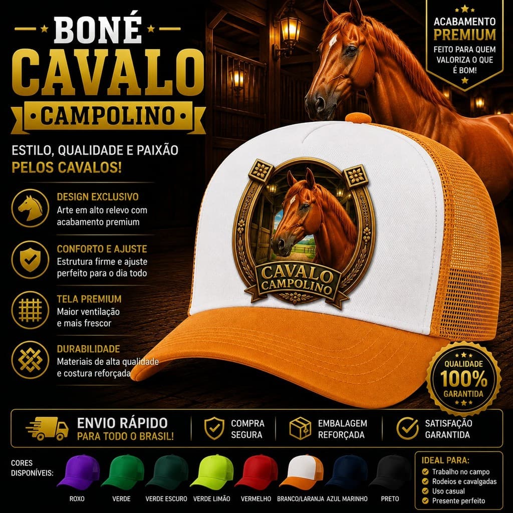 Boné Personalizado Cavalo Campolino Aba Curva - Escolha o SEU!