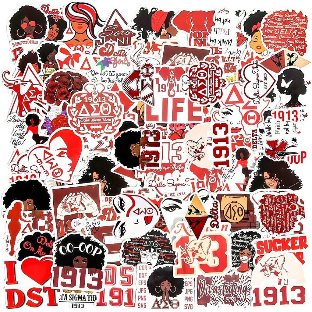 120 Adesivos da Irmandade Delta Sigma Theta, Decalques de Vinil Impermeáveis, Presentes DST Vermelhos para Mulheres, Ace
