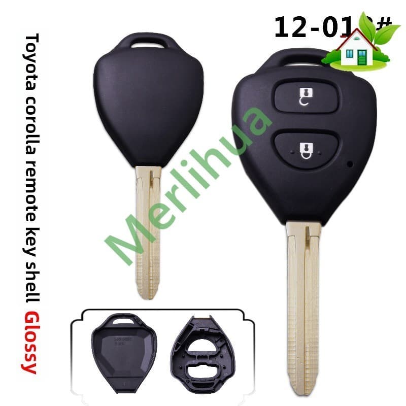 Para Toyota Corolla RAV4 Vios 2 Botões Placa Reta Controle Remoto Chave Escudo Substituição Brilhante