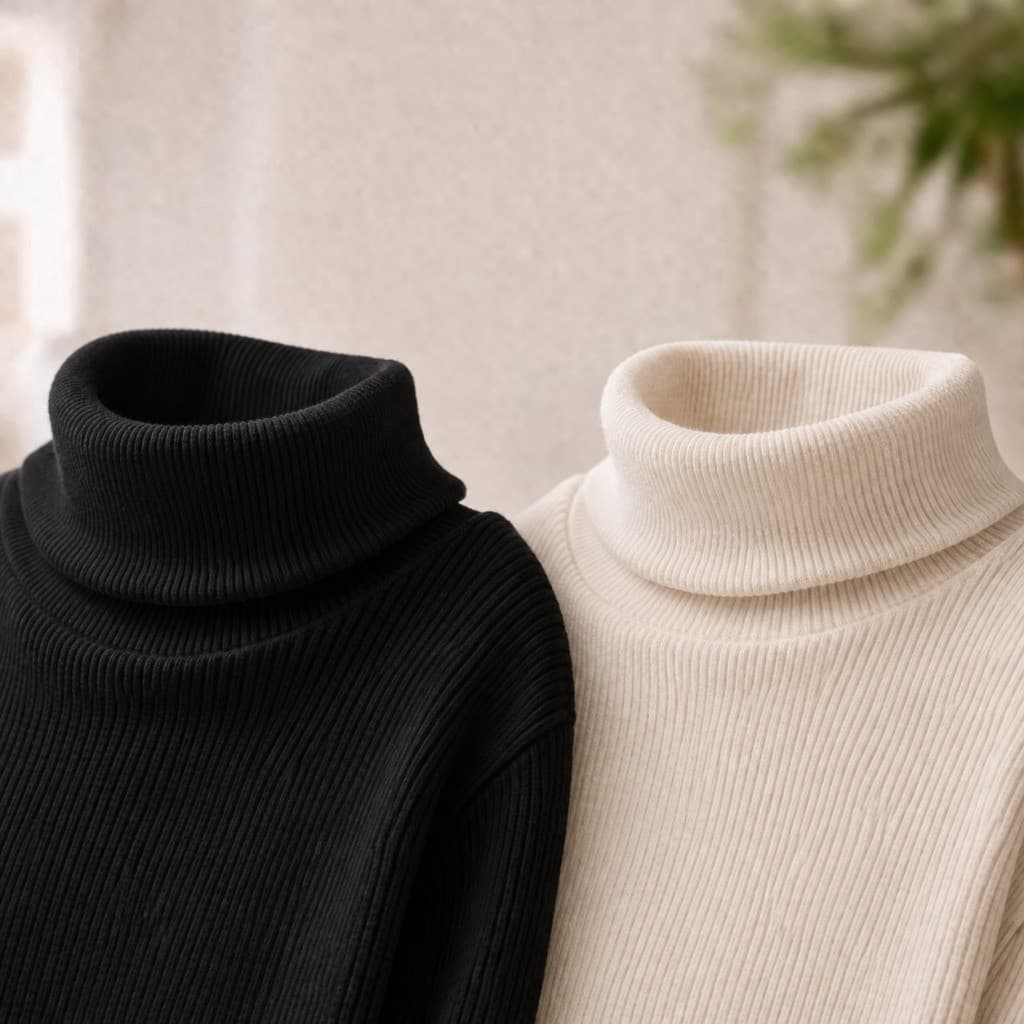 Kit 2 Cacharrel Inverno Blusa Gola Alta Canelado de Algodão Frio Menino Menina