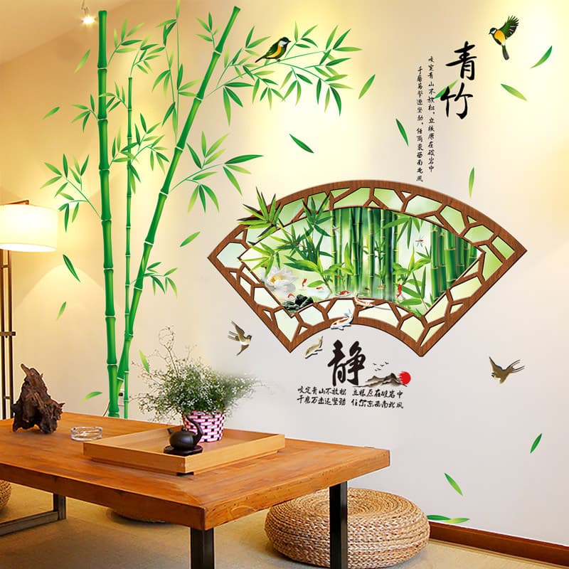 3D Tridimensional Simulação de Bambu Adesivos de Parede Sala de Jantar Parede TV Fundo Decoração de Parede Adesivos Cria