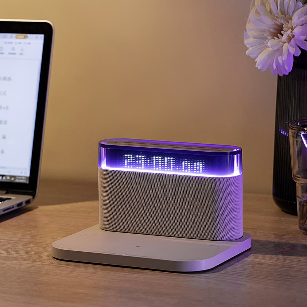 Carregamento sem fio despertador quarto cabeceira relógio de mesa nórdico moderno e minimalista luz da noite Bluet