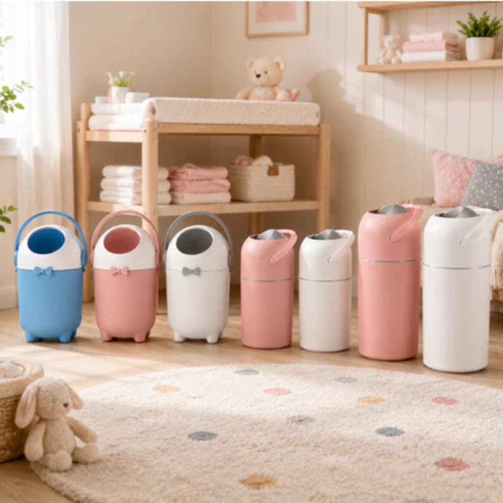 Lixeira Mágica Anti Odor Para Fraldas Lixo Grande Branco Rosa Azul