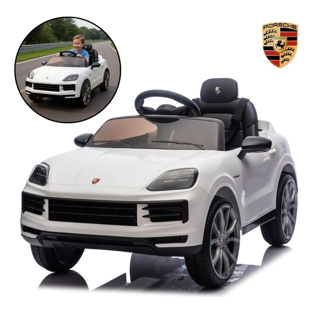 Carro Eletrico Infantil 12V Porsche Cayenne Branco C/ Controle Importway BW425BR