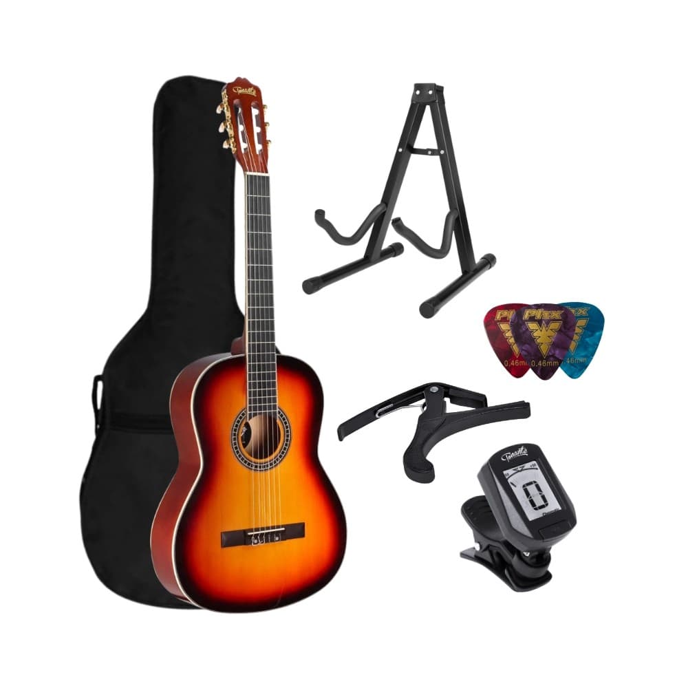 Kit Violão Clássico Acústico Tonante Sunburst Nylon Lorenzzo VTL1954SB + Acessórios