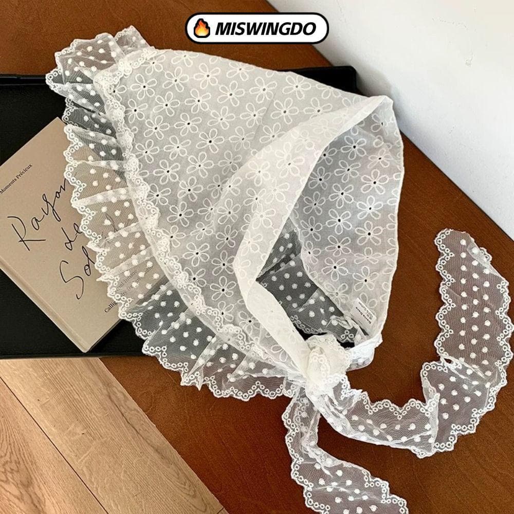 Xale Triangular MISWINGDO , Lenço De Cabeça De Renda Leve Com Padrão Floral Bordado Pescoço Acabamento Em Crochê
