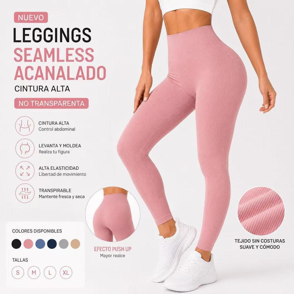 Calça Legging Canelada Preta - Cintura Alta Com Costura Realça Bumbum para Academia Feminina