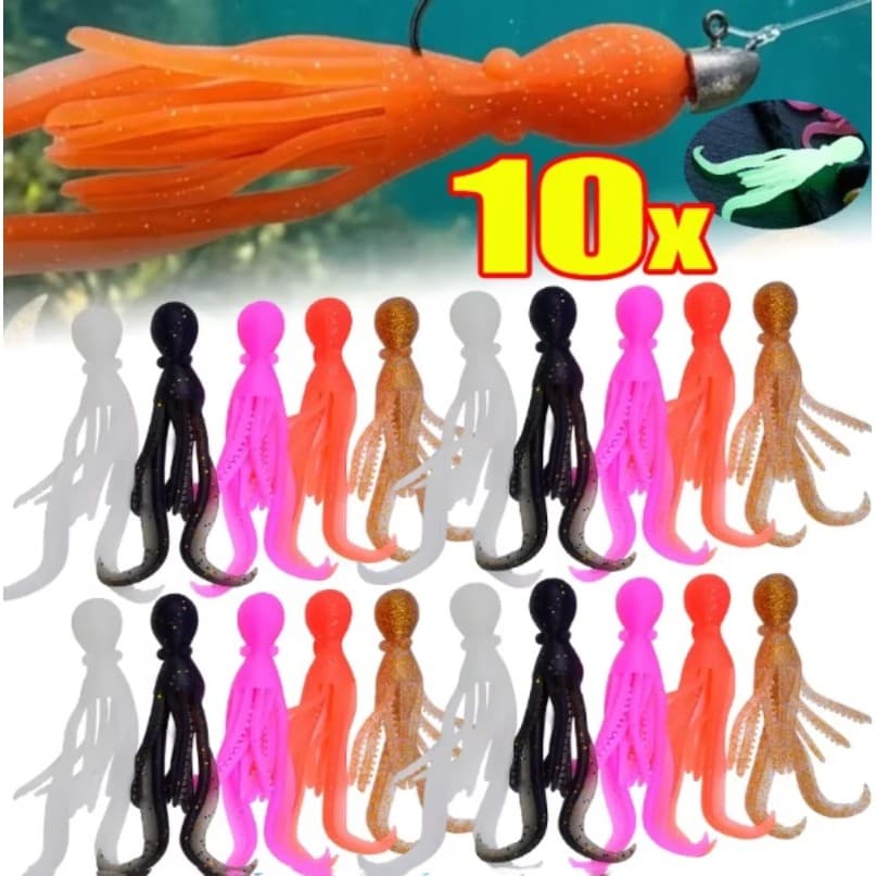 Isca De Pesca Macia De Polvo Realista De 2 A 10 Unidades De 9.5 Cm-TPE Flexível Resistente Rasgos Que Brilha No Escuro Á