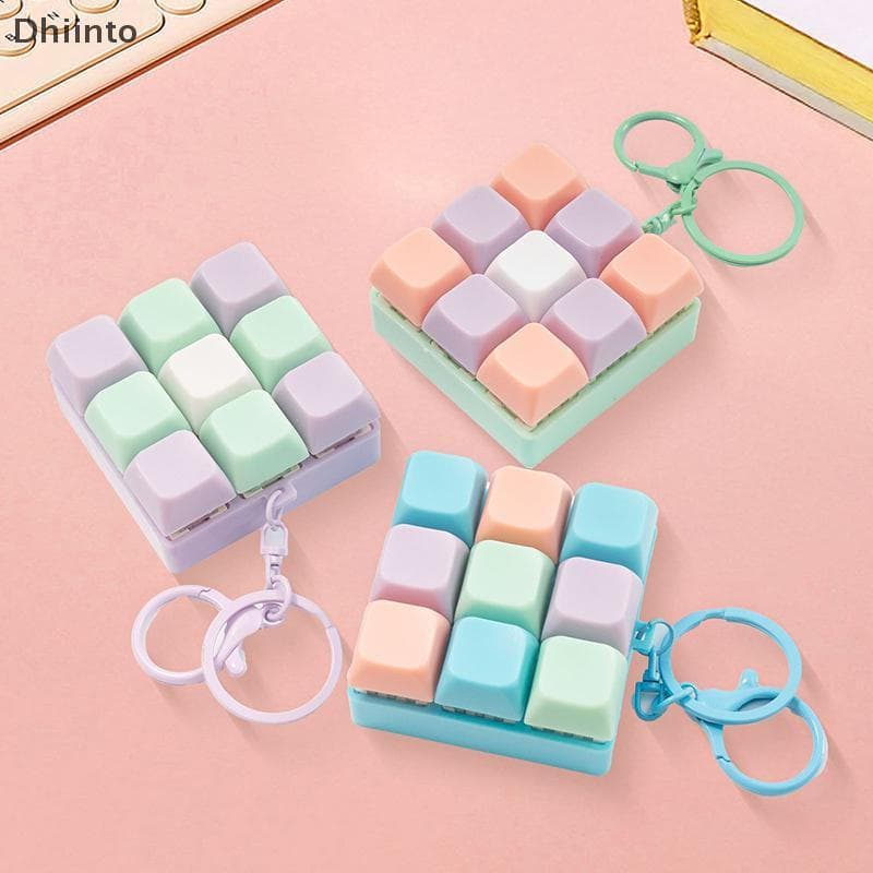 [Dhiint] 1Pc 9 Teclas Teclado Chaveiro Botão De Ponta Do Dedo Tampa Chave Pingente Aliviar O Estresse E Passar Tempo Bri