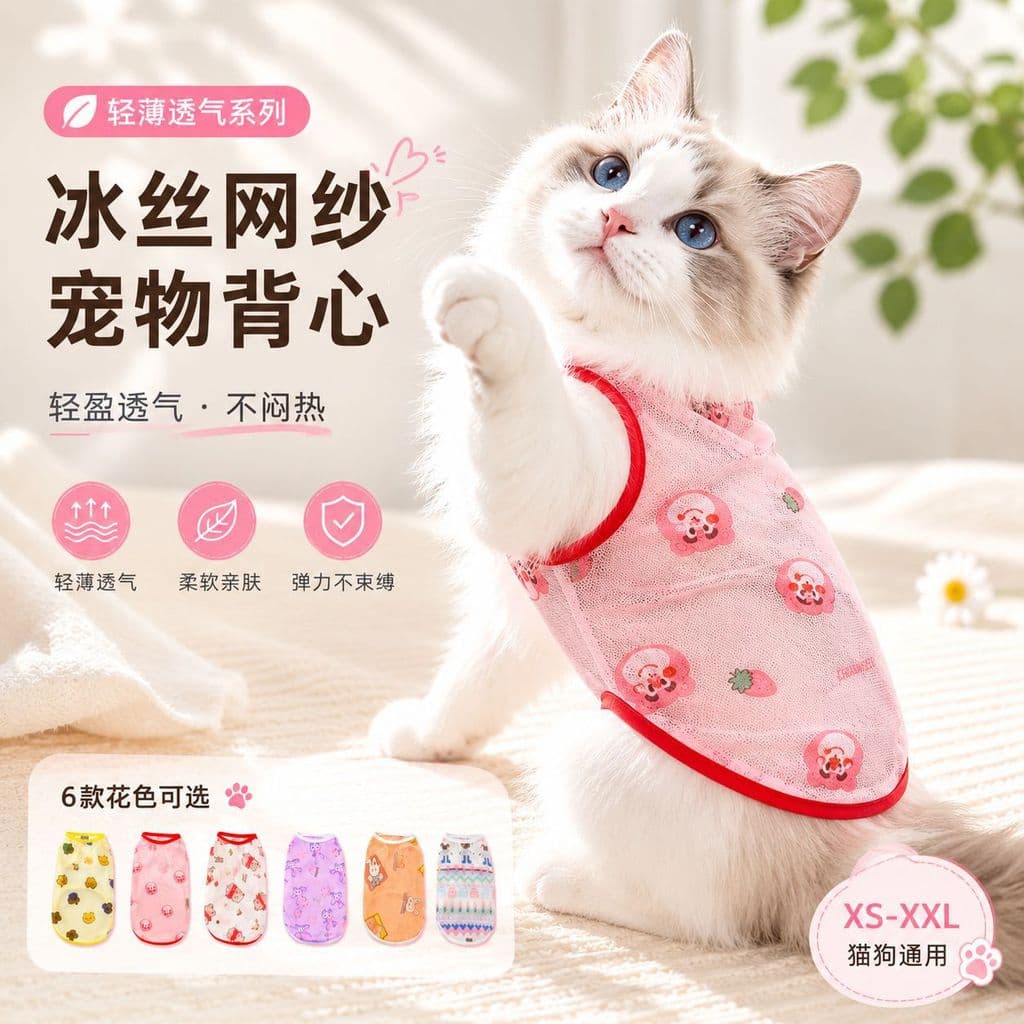 Di roupas cão pequeno atacado urso verão tailandês respirável pele gato protetor solar roupas para animais de estimação