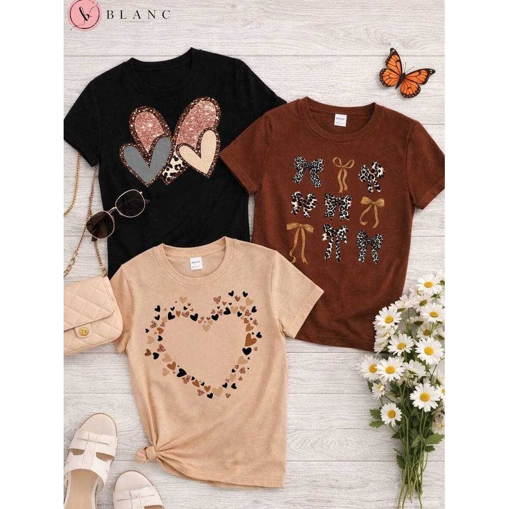Kit 3 Camisetas Femininas Estampadas 100% Algodão Baby Look Moda Feminina Casual Básica  P ao GG