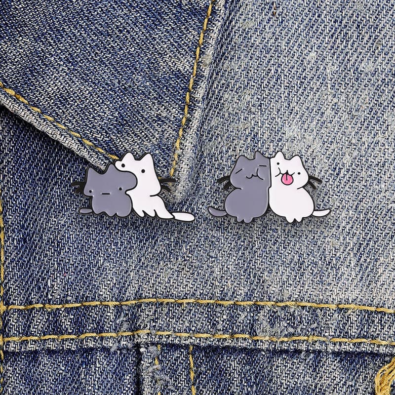 Desenhos Animados Preto E Branco Casal Gato Esmalte Broche Moda Acessórios De Roupas Mochila Crachá Jóias Presente