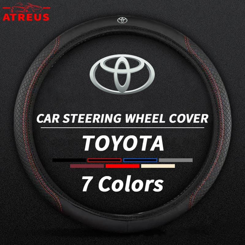 Capa Protetora para Volante Toyota, Capa de Volante em Couro Antiderrapante para Toyota Corolla Cross Hilux Etios QCFO