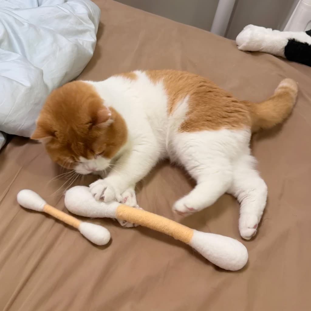 Brinquedo para Gato em Forma de Cotonete Gigante - Gadget de Auto-Entretenimento, Varinha de Cotonete Grande para Provoc