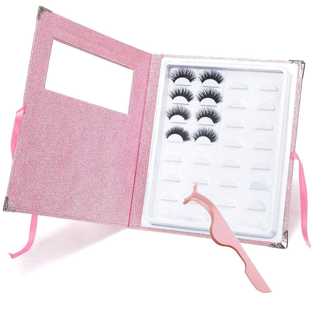 Estojo Organizador Portátil para Cílios Postiços com 16 Pares, Caixa de Armazenamento de Cílios com Tampa Brilhante, Est