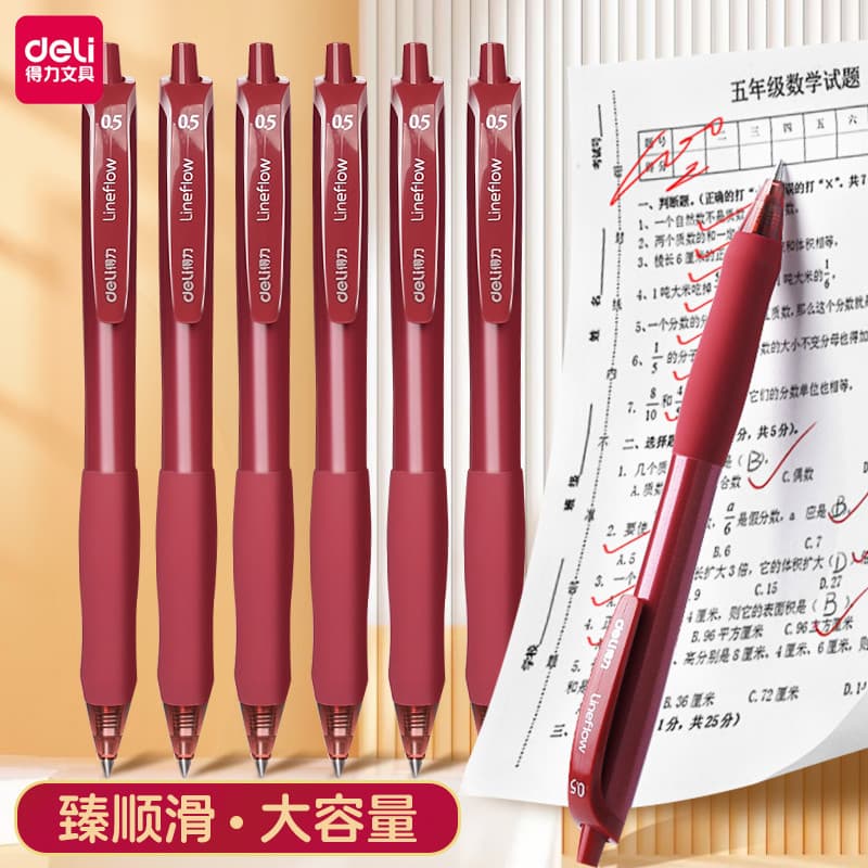 Deli Red Pen Professor Aprovado Marca de Trabalho de Casa Marca de Estudante Comentário Caneta de Gel Dedicado Caneta de