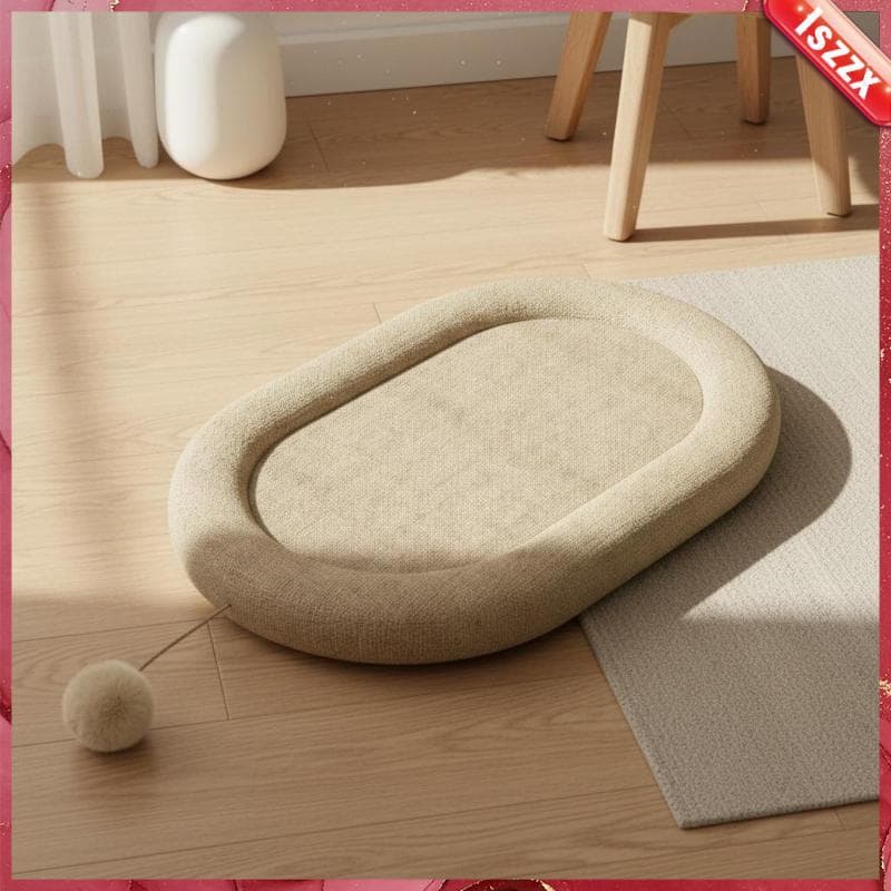 [Lszzx] Cama Arranhadora Para Gatos Design Oval Superfície De Juta Tapete De Afiação De Garras De Gato Acessório Salão D