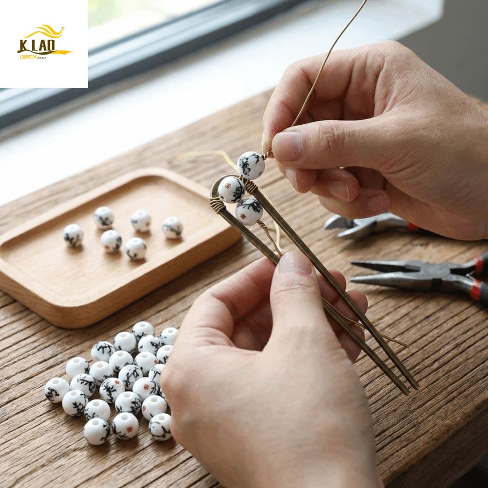 KLAOSD 30 Pçs/set Contas Soltas , Flores Impressas Criativas DIY De Cerâmica , Forma Solta Redonda Fabricação De Jóias