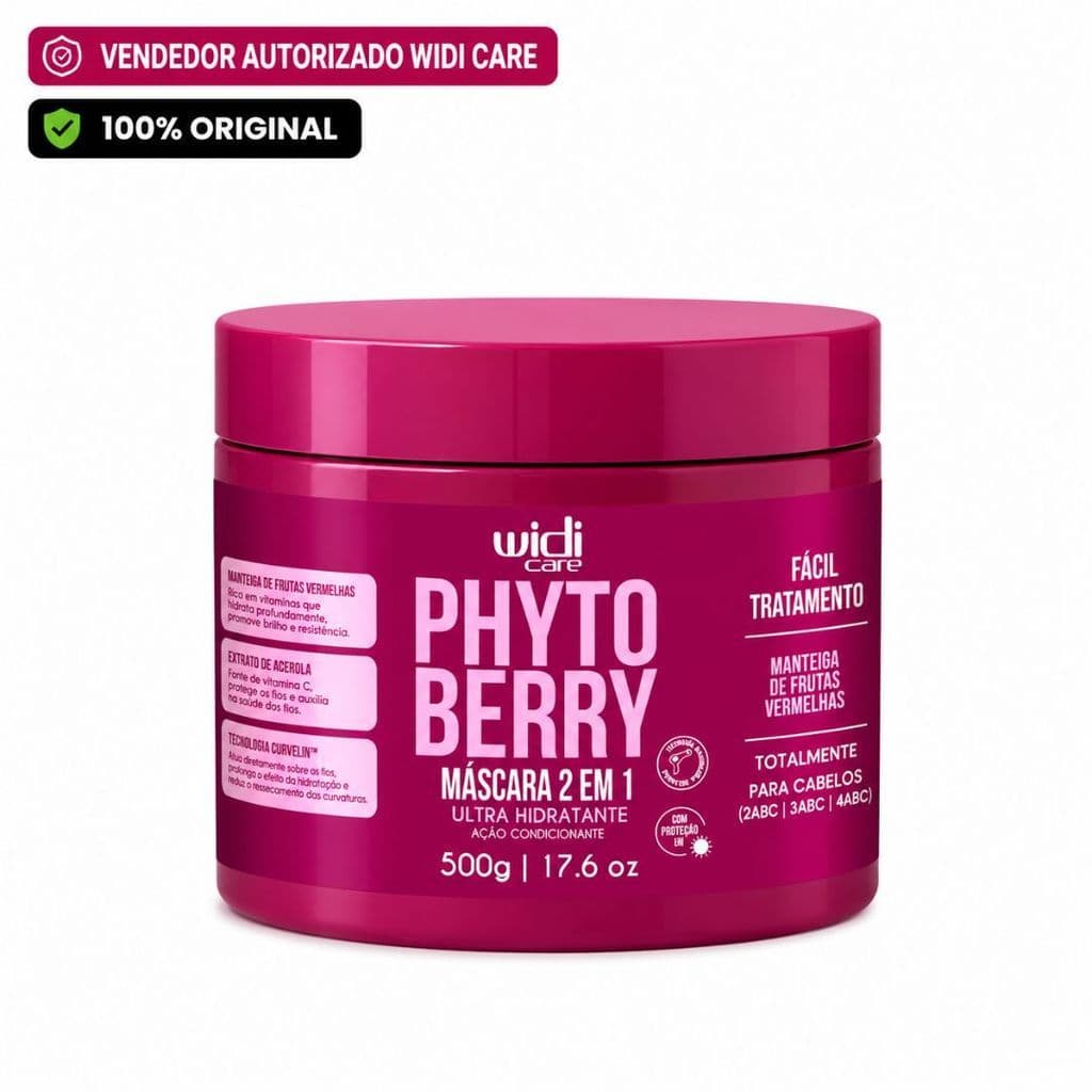 Máscara 2 em 1 Widi Care PhytoBerry | Ultra Hidratante: Ação Condicionante - 500g
