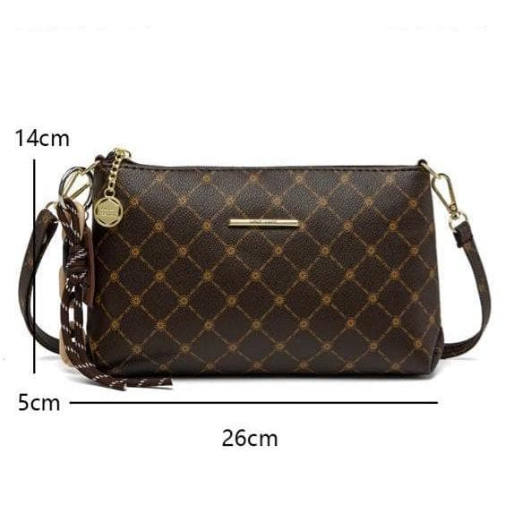 Bolsa Feminina Pequena LACE LORE FZ-7051 Monograma Transversal Bolso Traseiro Pingente Elegante Versátil