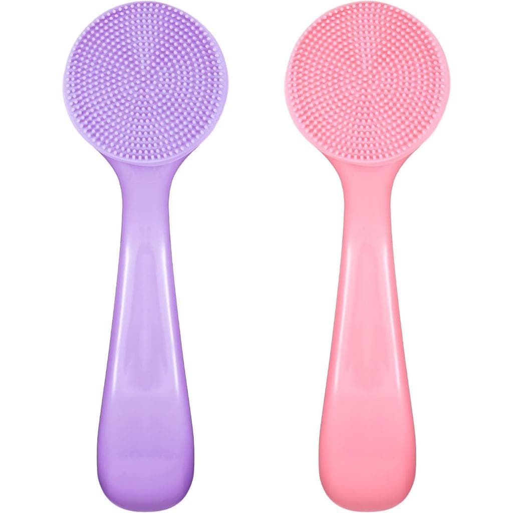 2 Escovas de Limpeza Facial de Silicone Manuais, Escovas Macias para Limpeza Facial, Escova Esfoliante à Prova d'Água, E