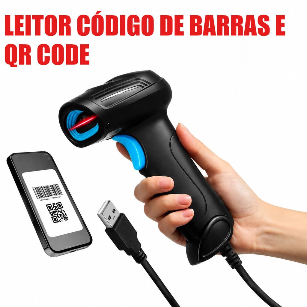 Leitor Código De Barras CCD 1d Qr Code 2d CMOS USB Danfe PDF417  EAN FGTS Bipador