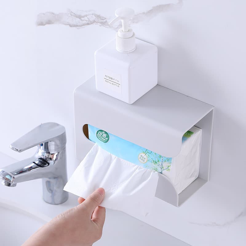 Caixa de papel adesiva sem marcação, sem perfuração, suporte de tecido de parede, criativo, simples, plástico, multifunc