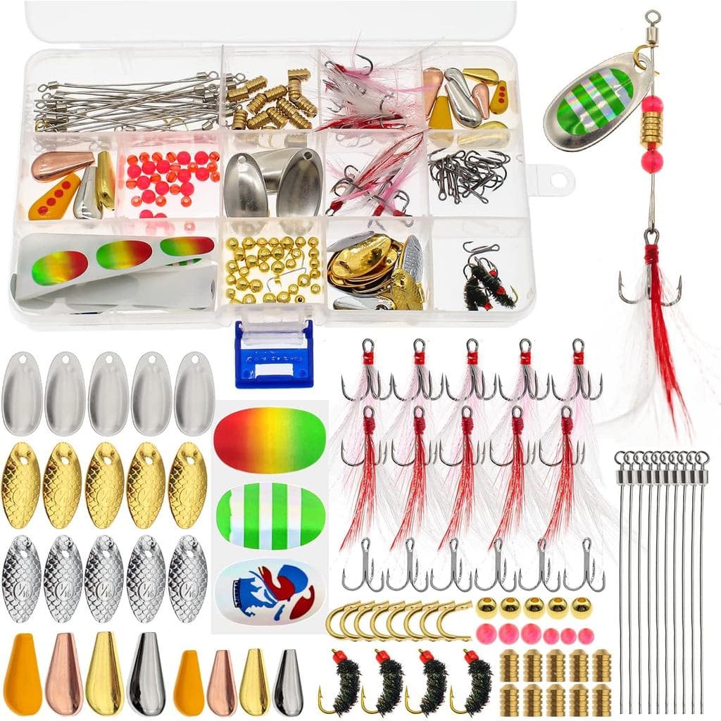 Kit de Iscas de Pesca Spinnerbait com Caixa de Acessórios, 8 Peças/10 Peças, Iscas de Pesca de Metal Duro para Robalo, T