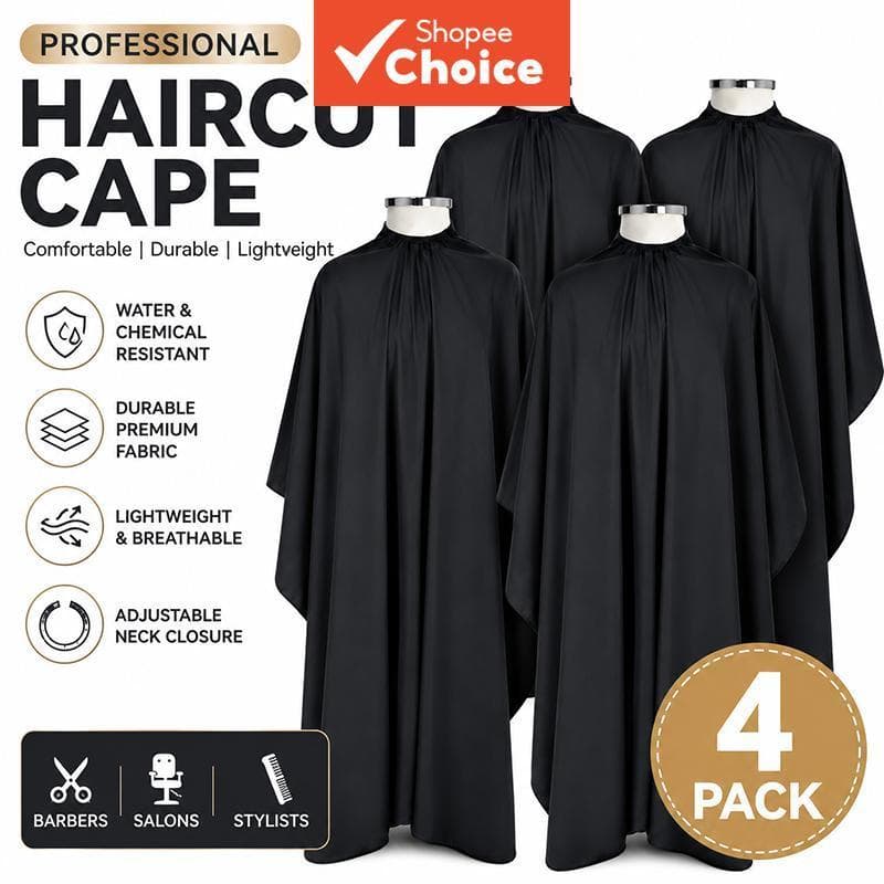 Capa Profissional de Barbeiro 4 peças Pano de Corte de Cabelo Avental à Prova d'Água para Salão
