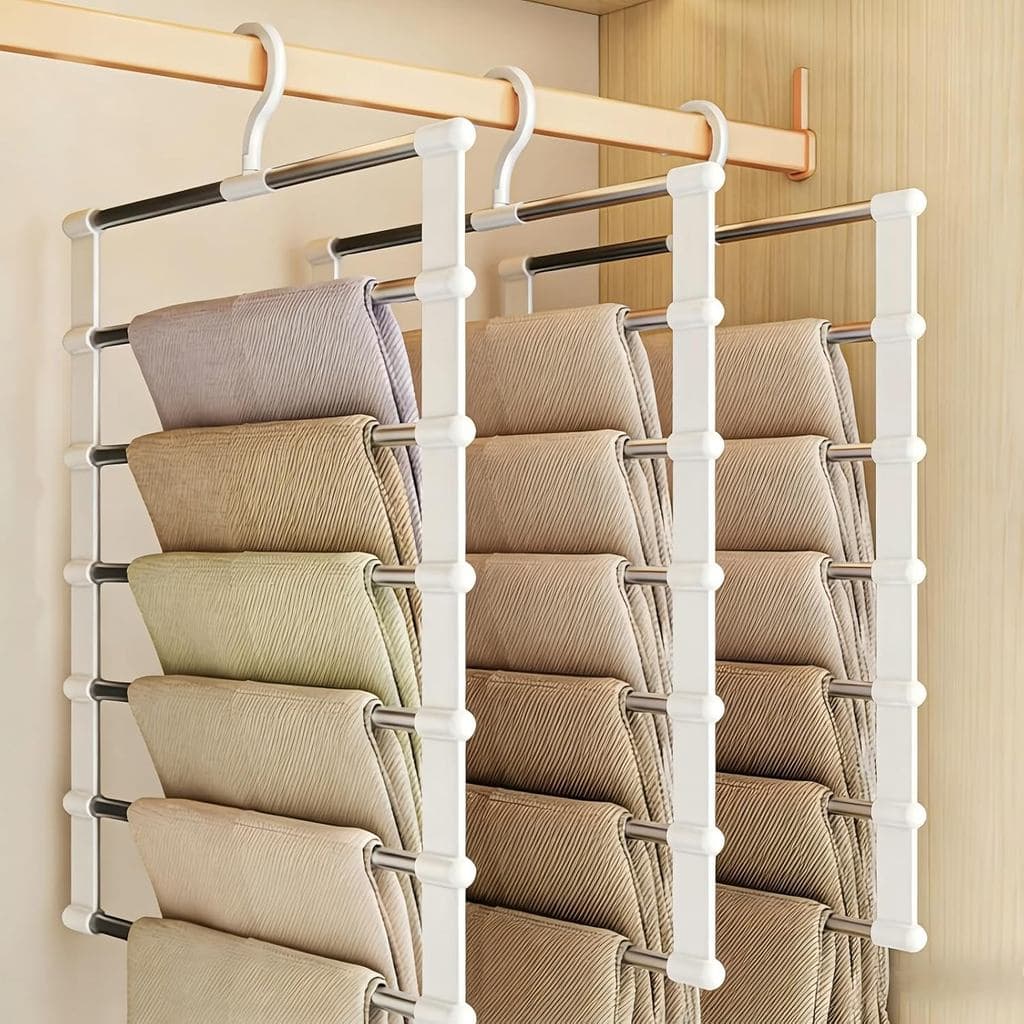 SEVEN LUCKY LIGHT 3 Peças Cabides para Calças em Forma de Escada, Economizadores de Espaço para Armário |   Organizador