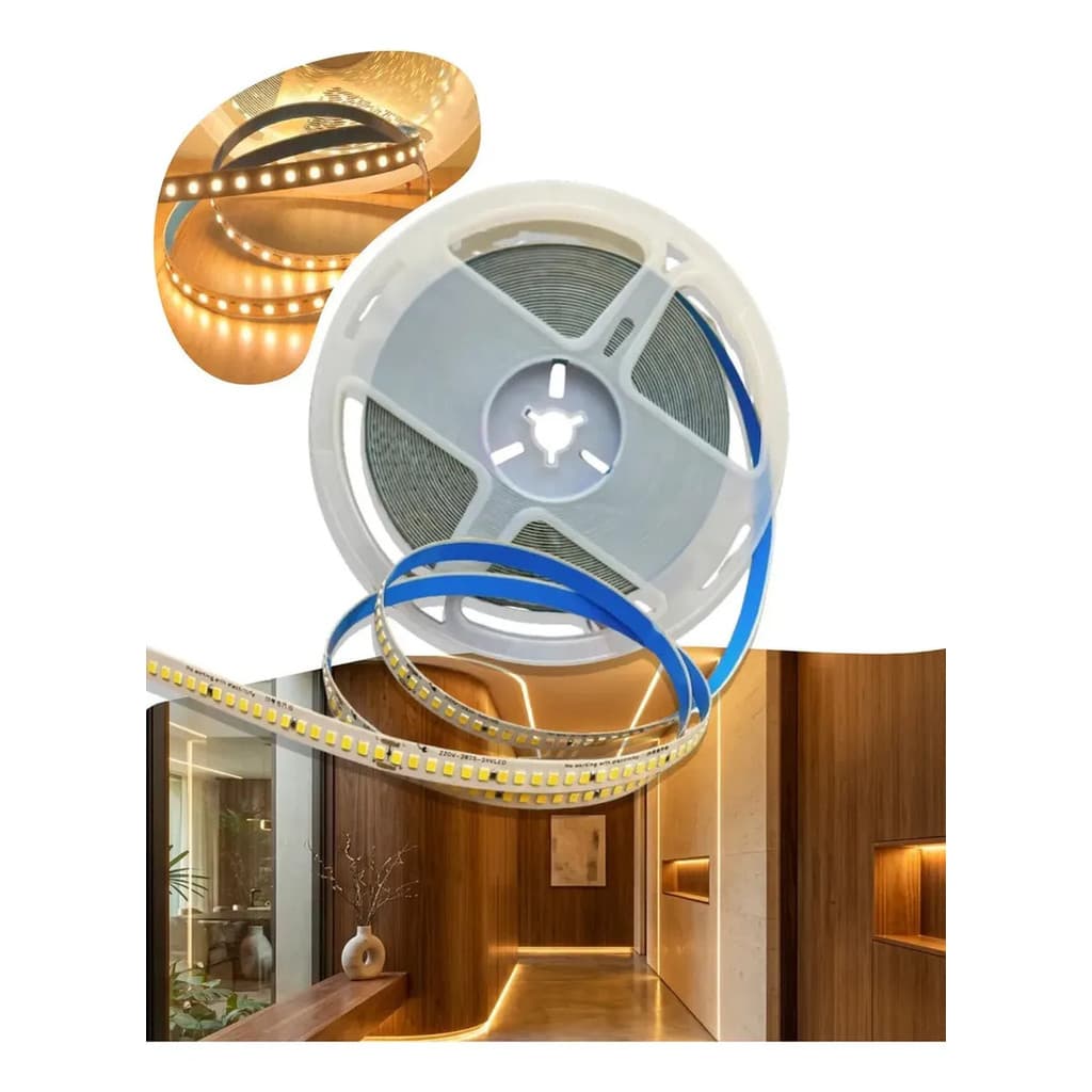 Fita LED 10m 240 LEDs/m 110V 220V 2835 Branco Quente Sanca Perfil Decoração Gesso Moveis Planejados