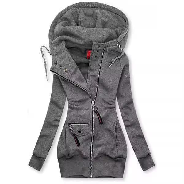 Nova jaqueta com capuz e cordão ajustável, em patchwork, para o outono e inverno, com corte slim-fit.